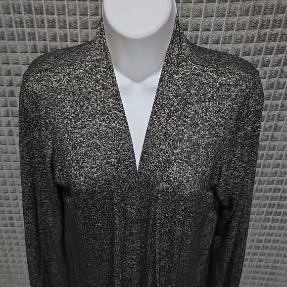 Long Soft Sweater Cardigan Duster SzL VTG USA Thin Boho Chic Gray Open Wrap Y2K - Picture 4 of 9